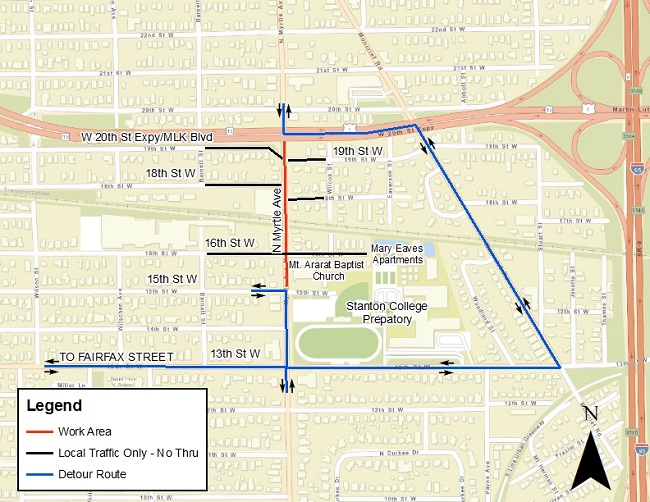 MLK - Overall Work Area and Detour Map - May 2024